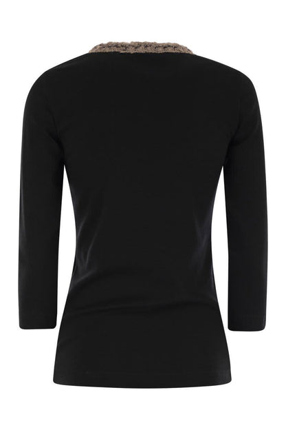 Fabiana Filippi – T-Shirt mit 3/4-Ärmeln und Ausschnittdetails