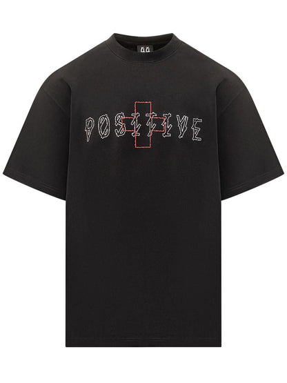M44 Label Group – Schwarzes Oversize-T-Shirt „44 Label Group“ mit gesticktem Logo