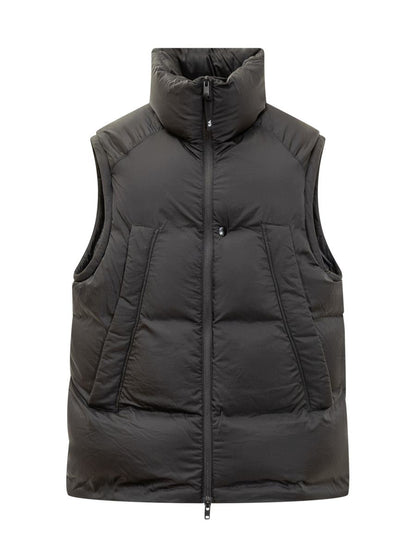 Y-3 Adidas Schwarze gepolsterte Weste mit Reißverschluss Y-3