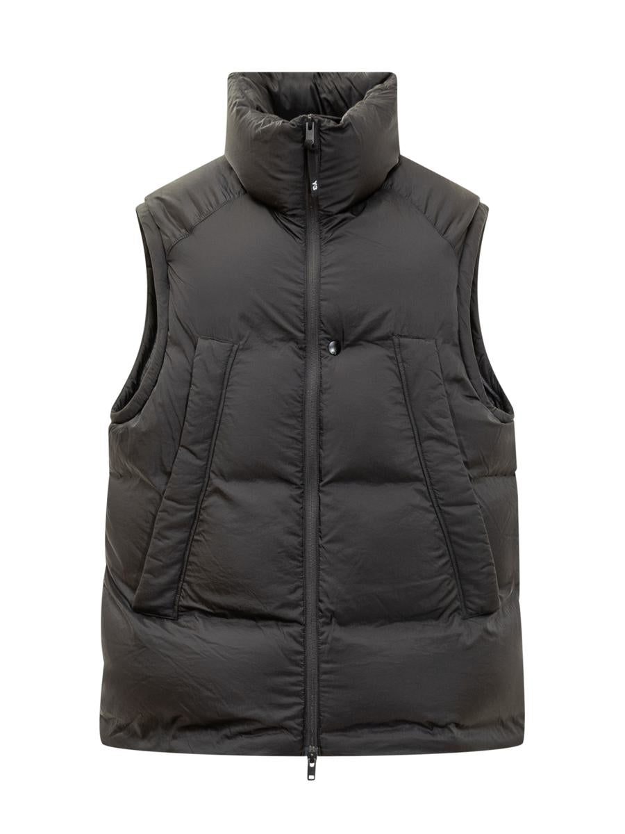 Y-3 Adidas Schwarze gepolsterte Weste mit Reißverschluss Y-3