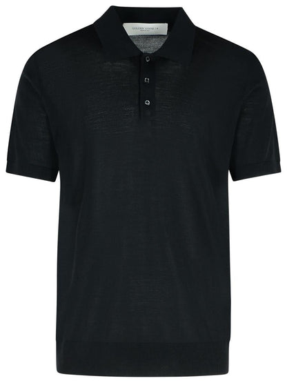 Golden Goose Poloshirt aus schwarzer Schurwolle