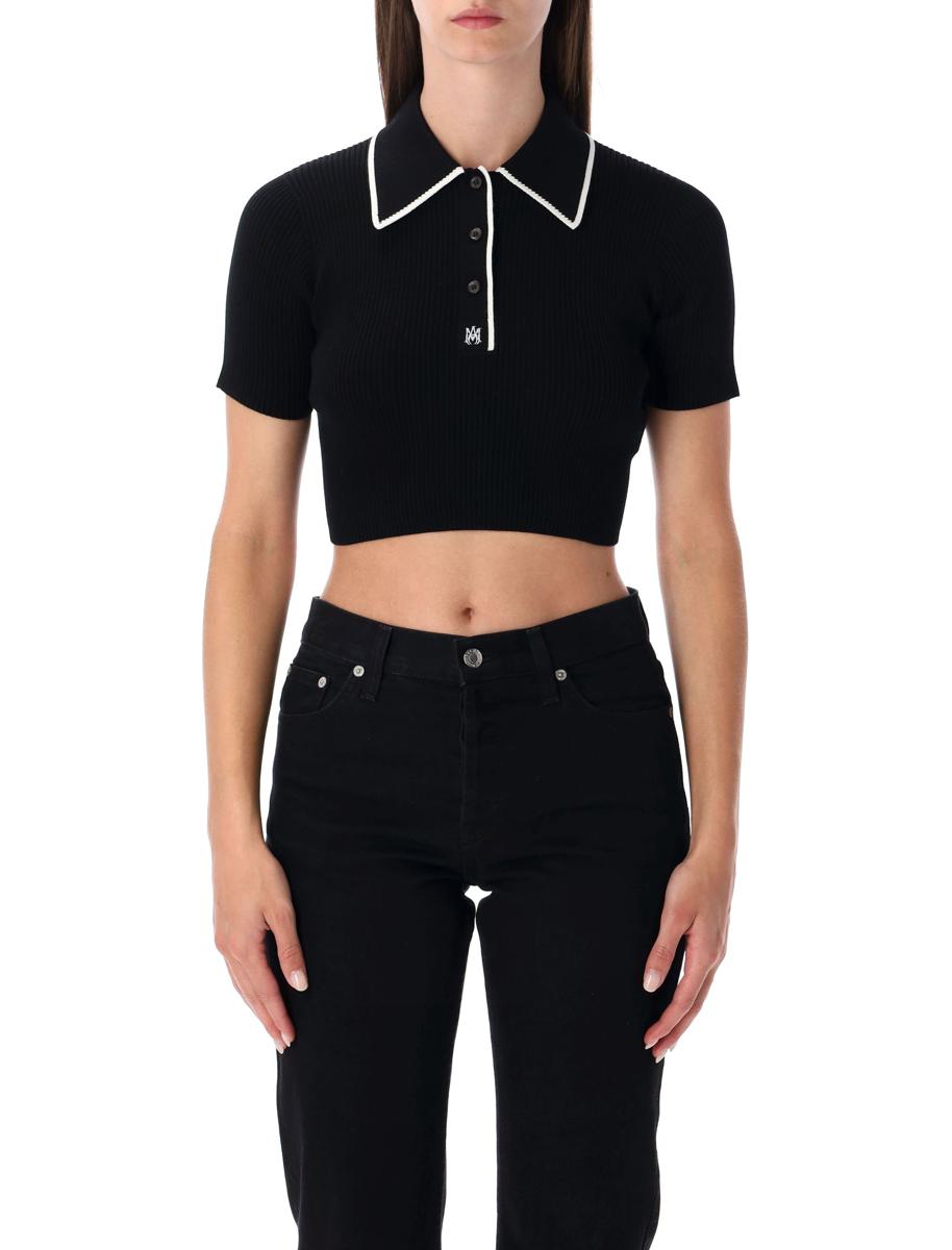 Amiri – Schwarzes, kurzes Strick-Poloshirt