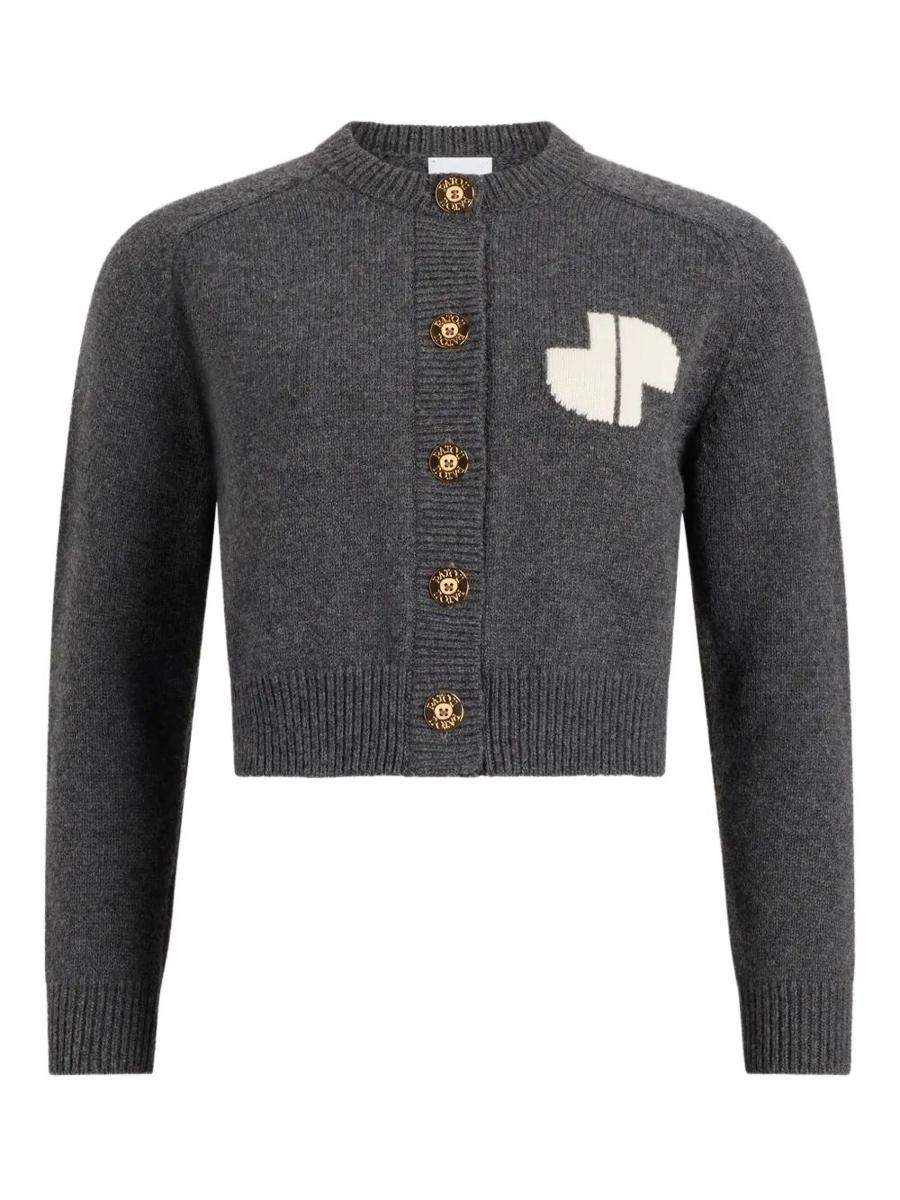 Patou Jp Monogram Intarsia Kurzer Cardigan Aus Wolle Und Kaschmir Kleidung