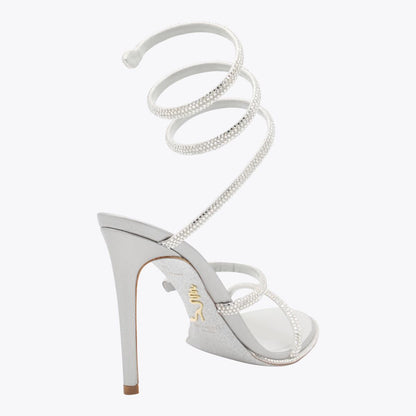 Silberne Ledersandalen von René Caovilla
