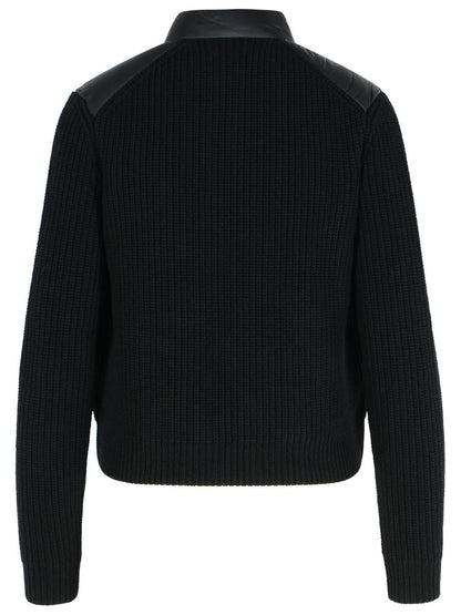Moncler Schwarze Schurwollmischungsjacke