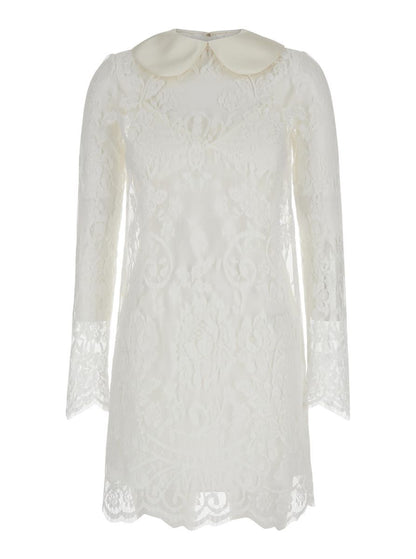 Weißes Minikleid aus Chantilly-Spitze für Damen