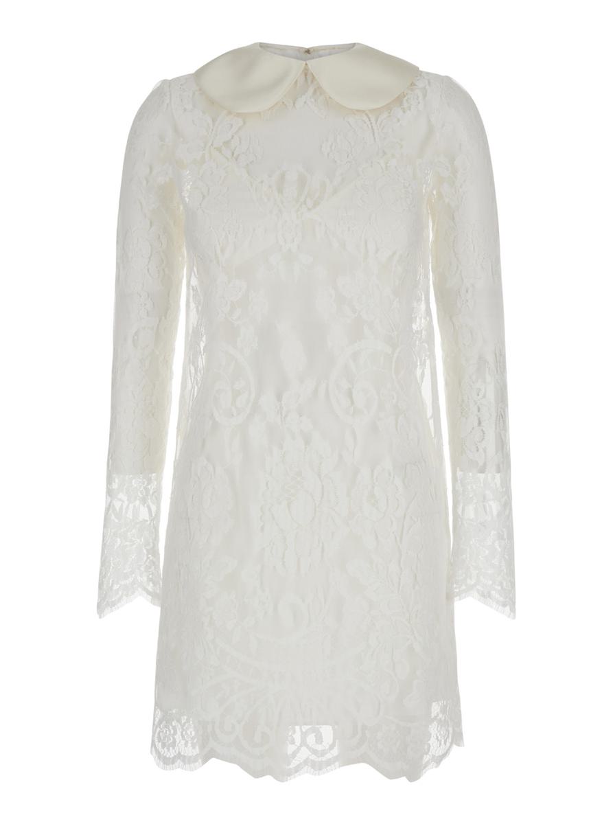 Weißes Minikleid aus Chantilly-Spitze für Damen