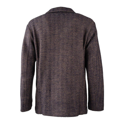 Etro Blaue und Kamelbraune Peacot-Jacke