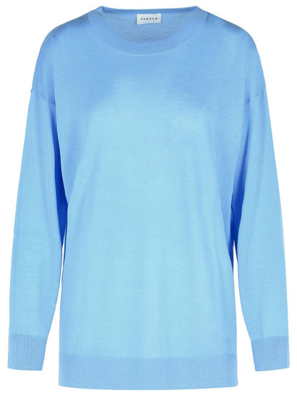 PAROSH „Over“-Pullover aus hellblauer Wollmischung