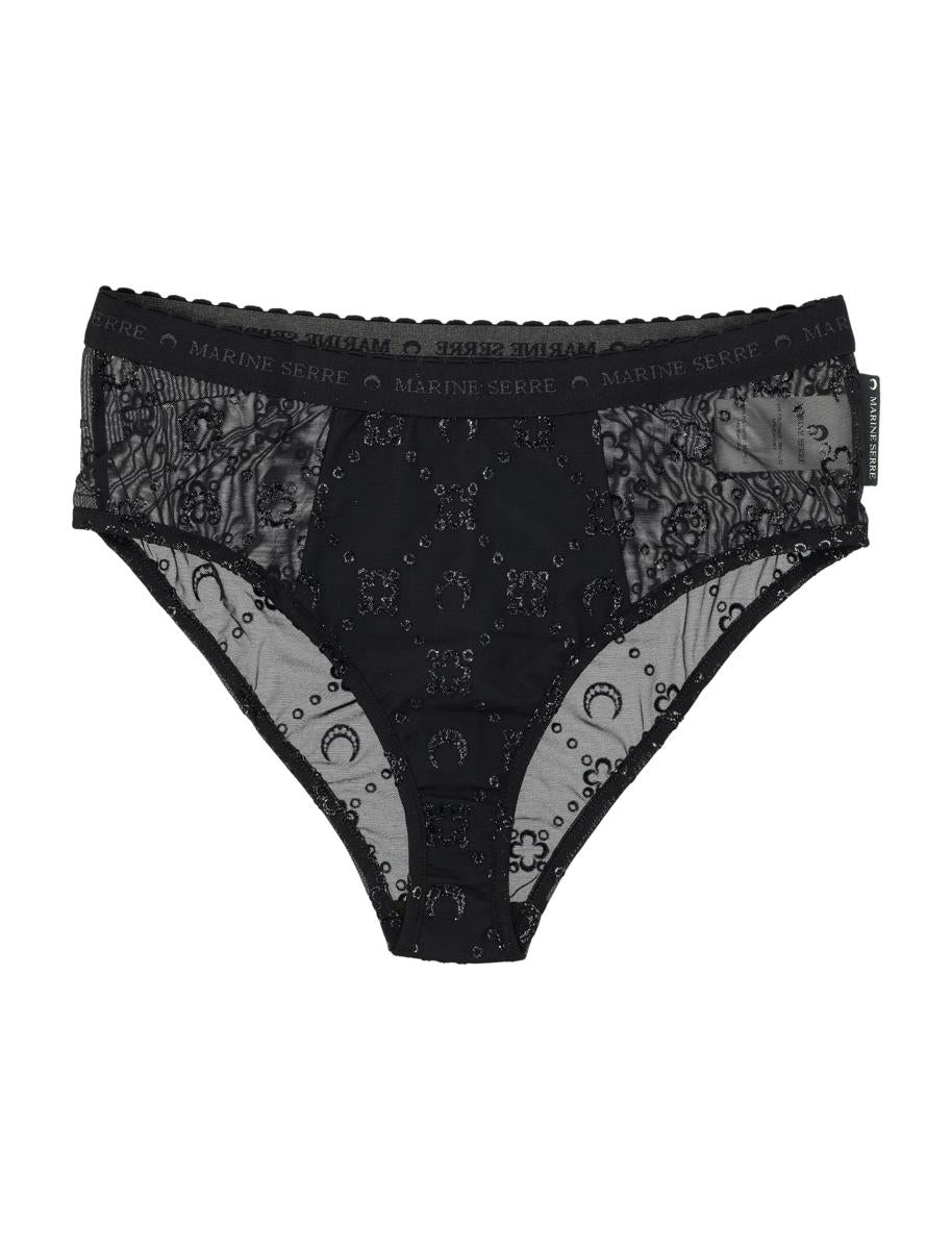 Marine Serre Hochelastischer Slip Mesh Flock Glitter
