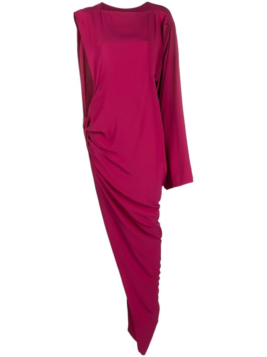 Rick Owens Langes, drapiertes One-Shoulder-Kleid aus Seidenmischung