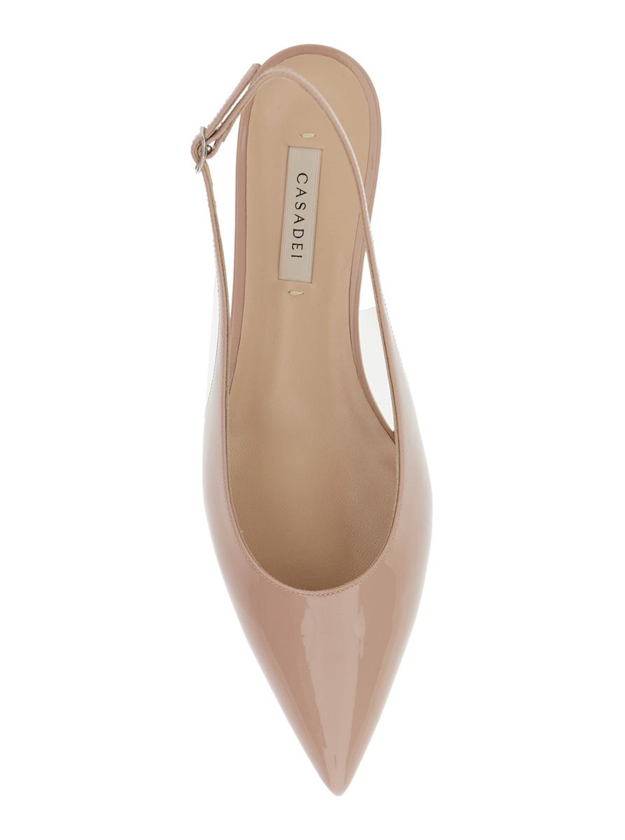 'Miniblade Tiffany' Beige Slingback-Ballerinas aus Lackleder für Damen