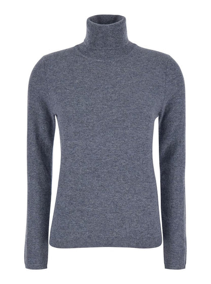 Grauer Rollkragenpullover aus Kaschmir für Damen