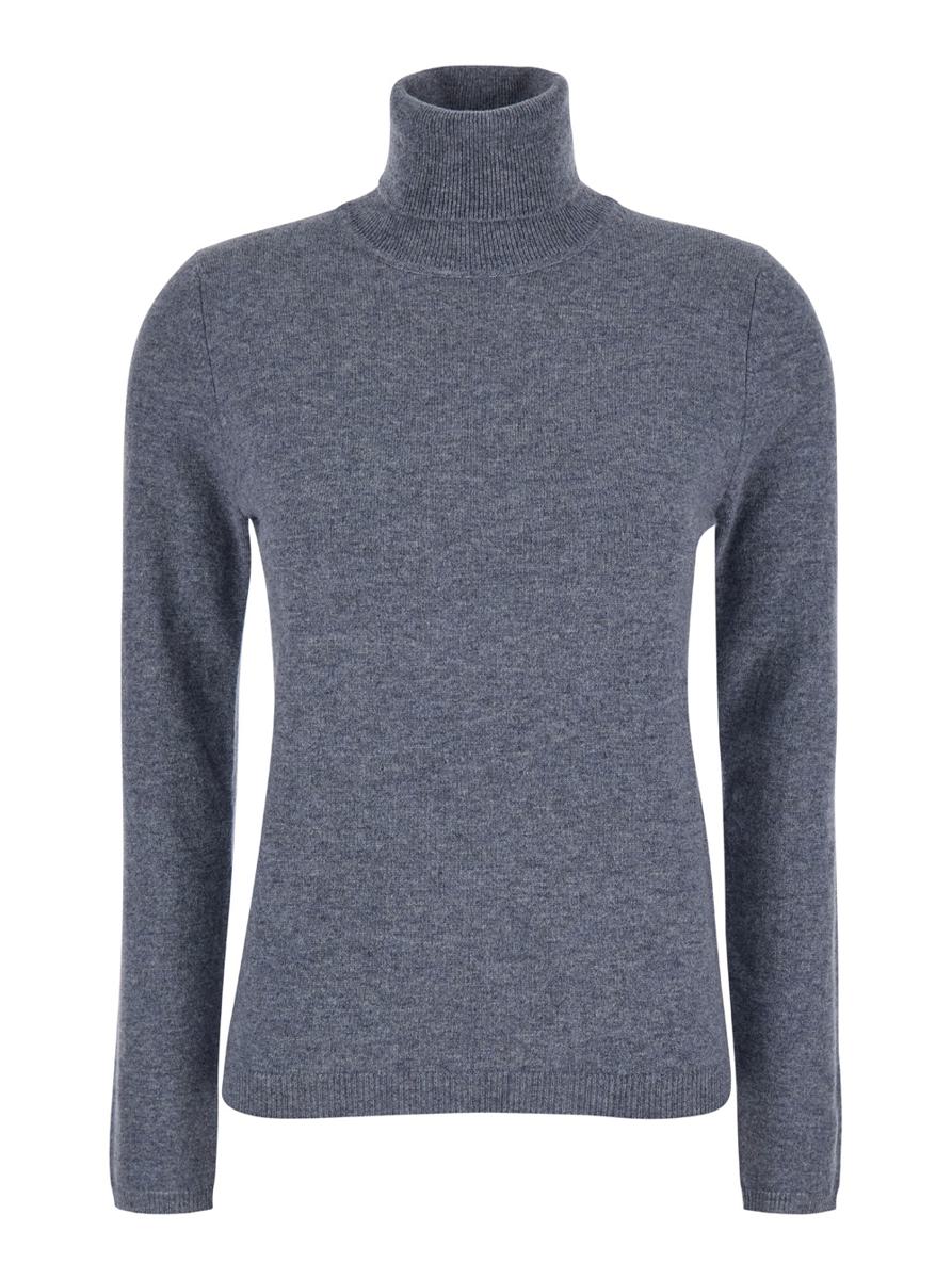 Grauer Rollkragenpullover aus Kaschmir für Damen