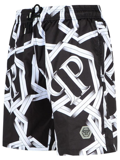 Philipp Plein Schwarzer Polyester-Badeanzug
