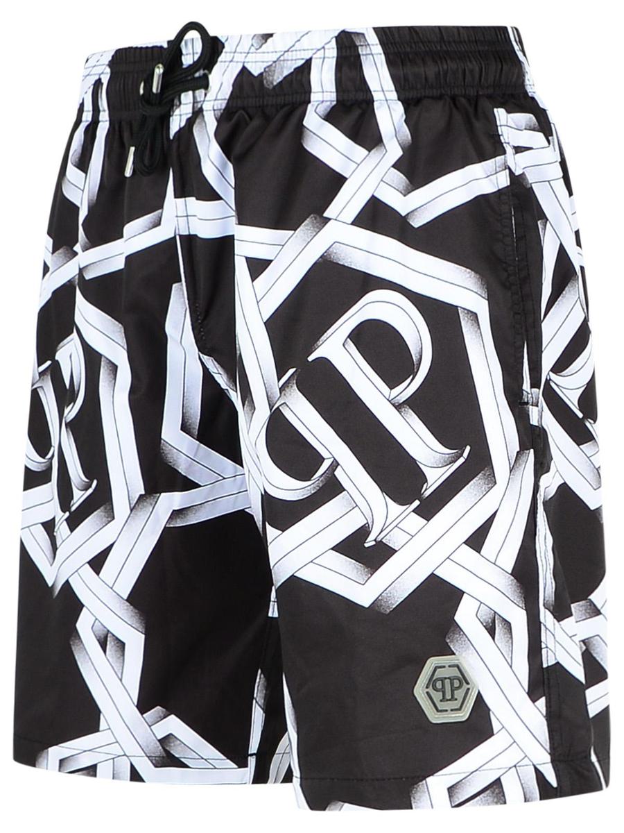 Philipp Plein Schwarzer Polyester-Badeanzug