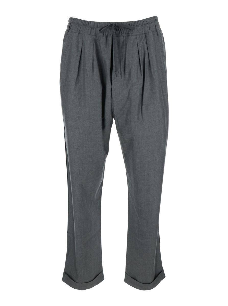 Graue Hose mit elastischem Bund und Pence-Details aus Seide Man
