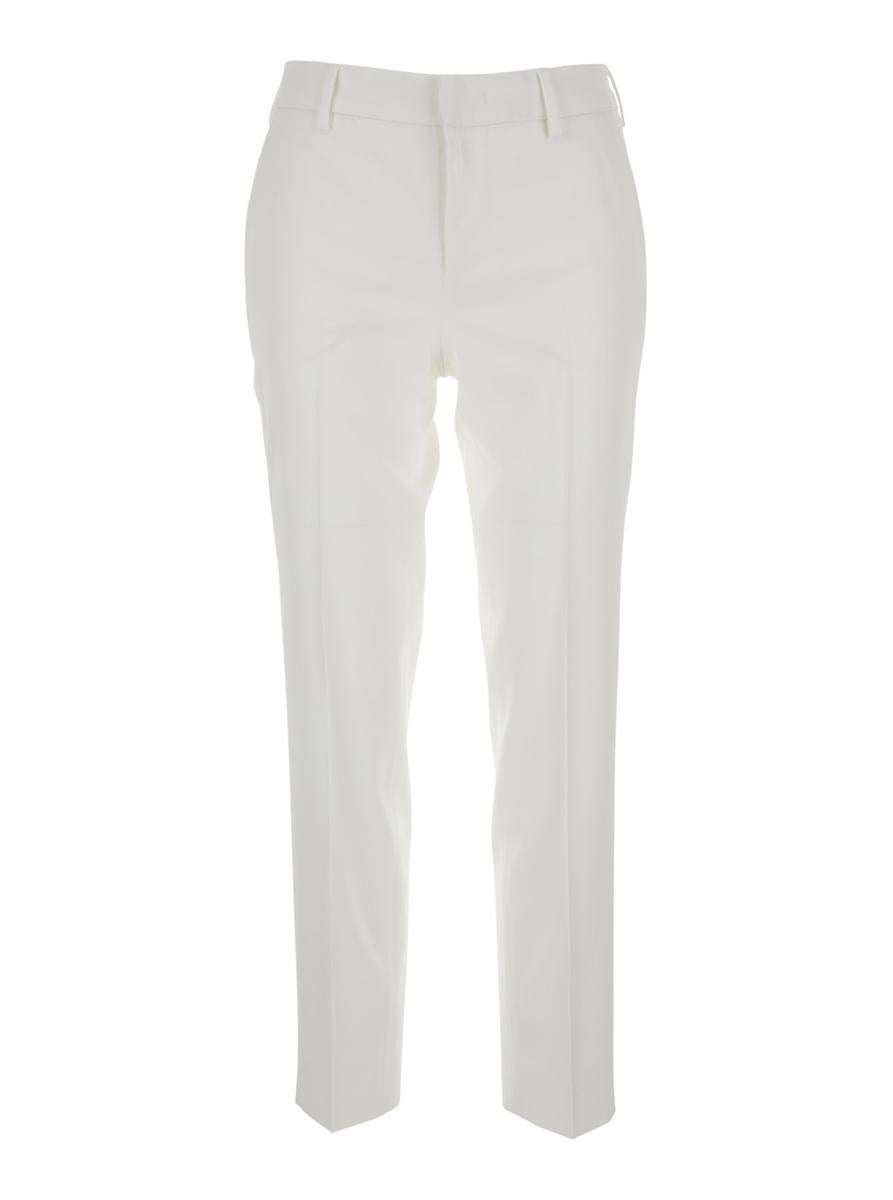 Weiße Hose „New York“ mit Gürtelschlaufen aus Viskose-Stretch für Damen
