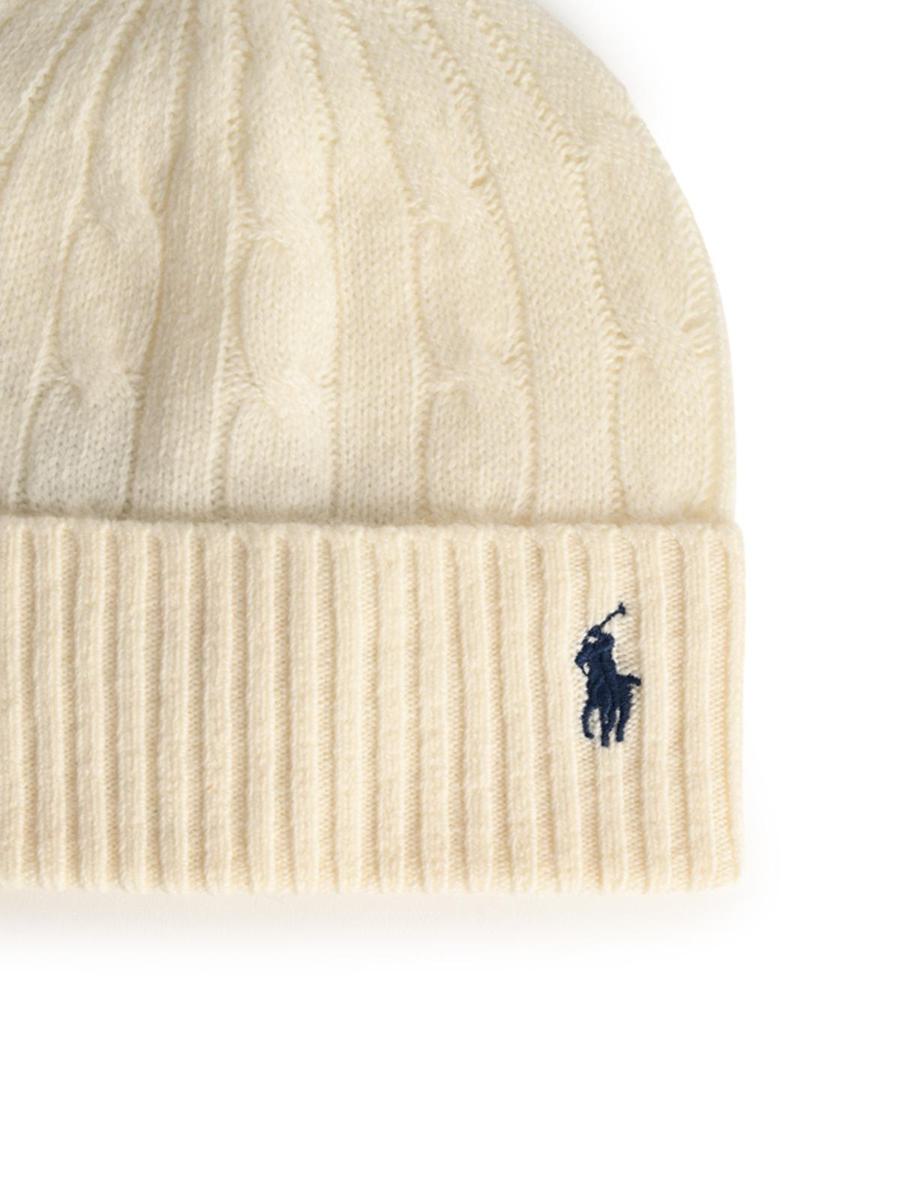 Polo Ralph Lauren – Elfenbeinfarbene Beanie aus Wollmischung