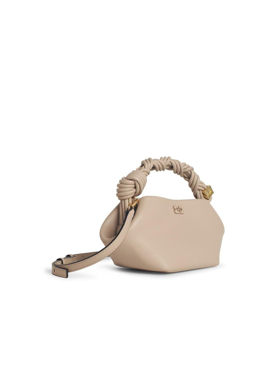 Ganni „Bou“ Mini-Tasche aus grauem Ledermix