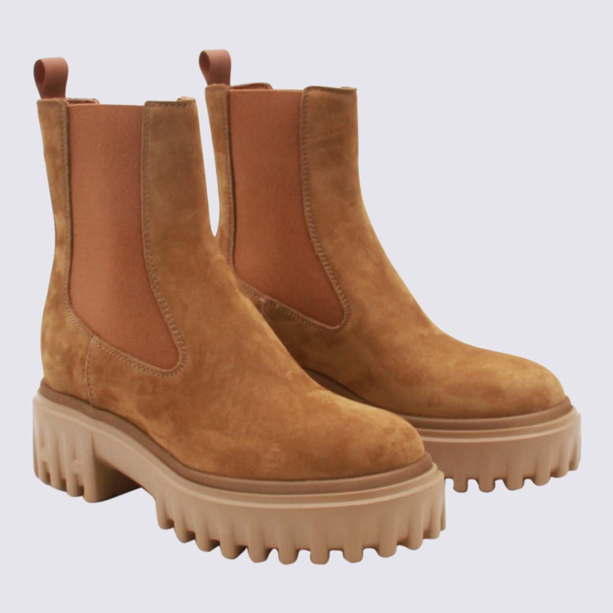 Braune Lederstiefel von Hogan