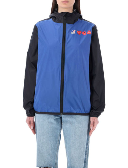 Comme Des Garçons Play – Zweifarbige, wasserdichte Jacke mit Reißverschluss und Kapuze