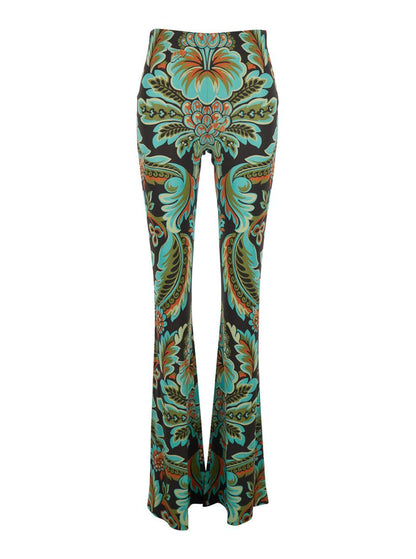 Mehrfarbige Hose mit Allover-Paisley-Print aus Viskosemischung Damen