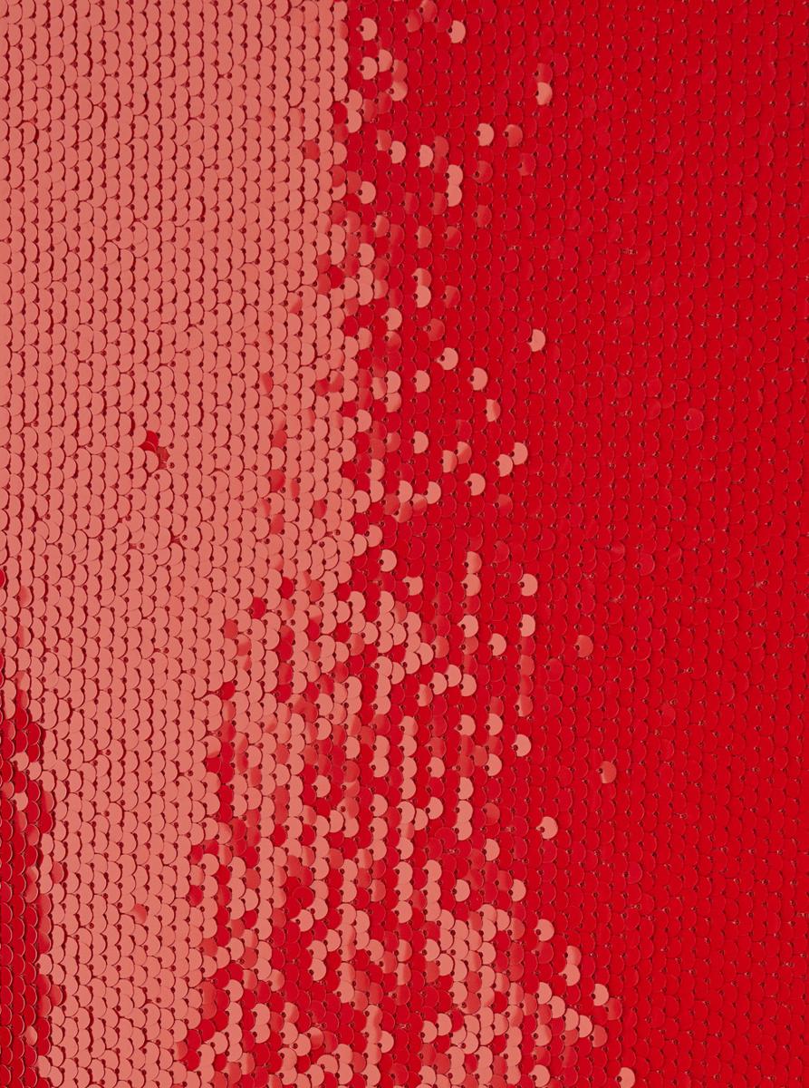 Roter Paillettenrock mit einzelnem Schlitz hinten aus technischem Stoff für Damen