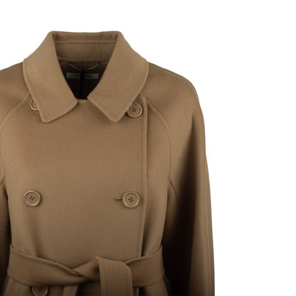 Max Mara – Kurzer Trenchcoat in Kamelbraun aus doppelter Wolle