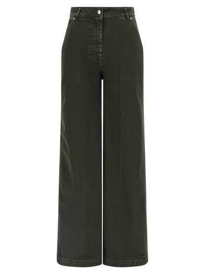 Hautfarbene Jeans mit weitem Bein