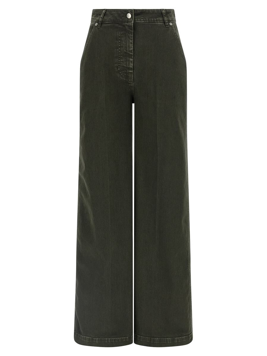 Hautfarbene Jeans mit weitem Bein