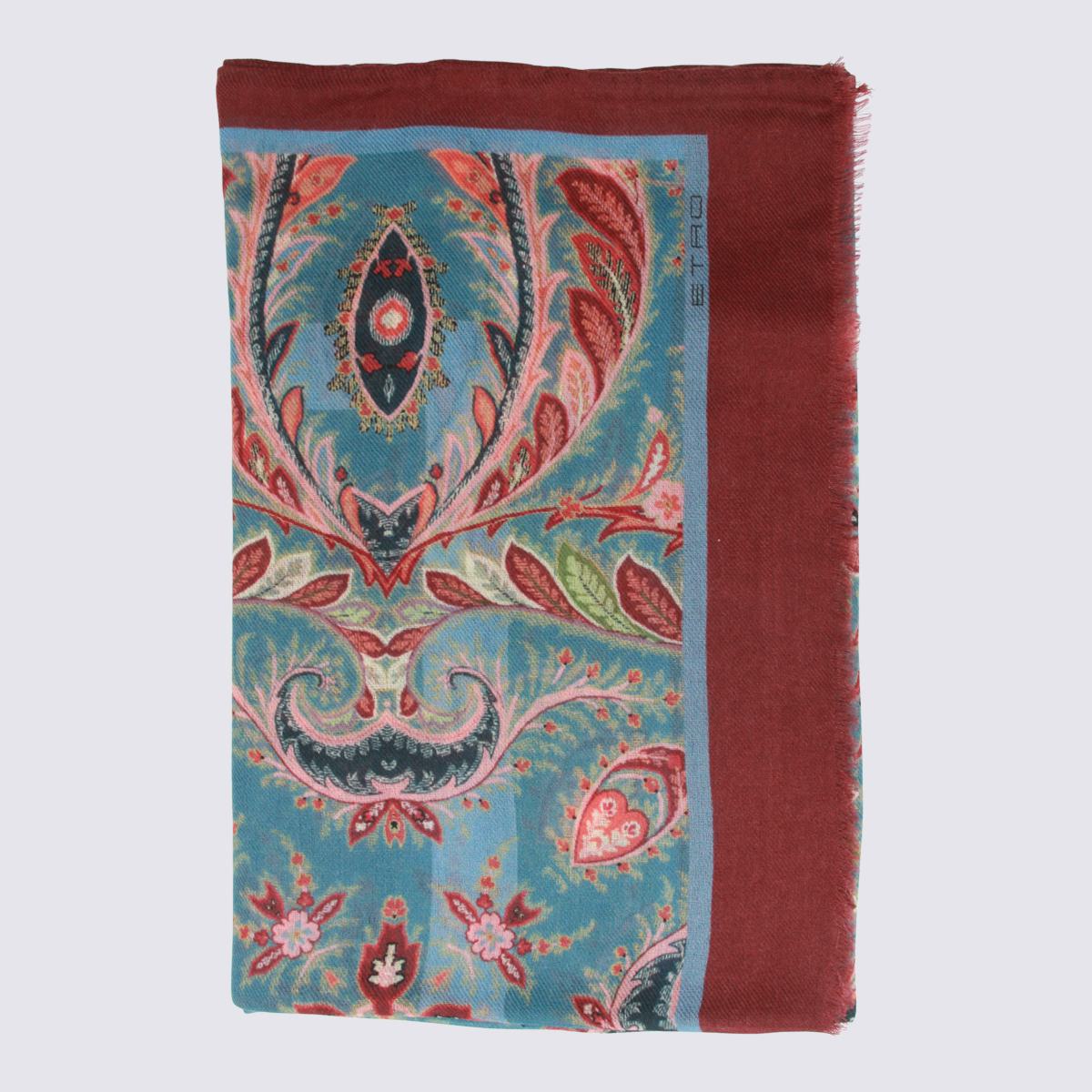 Etro Rote und blaue Wollschals