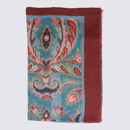 Etro Rote und blaue Wollschals
