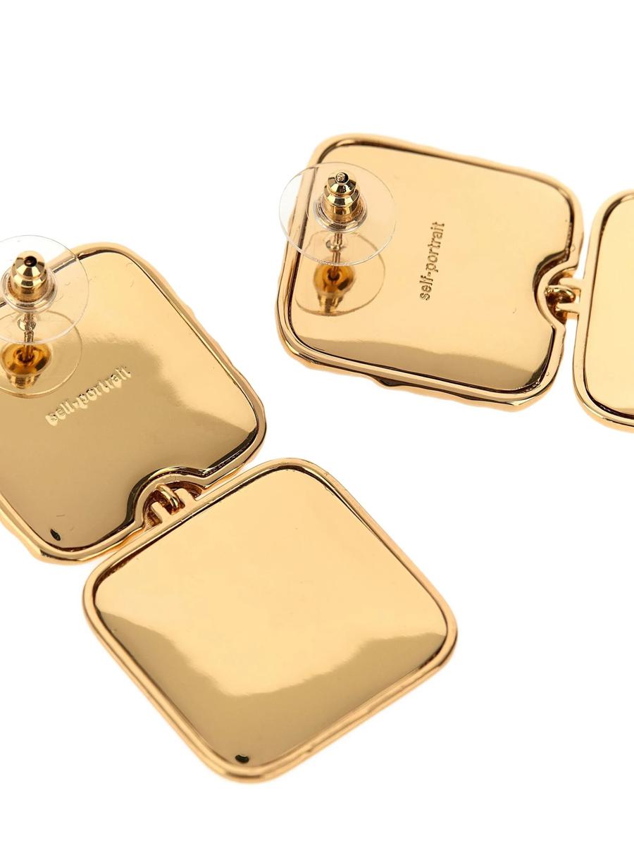 Selbstporträt Melierte Gold Schwarz Stufenohrringe Accessoires