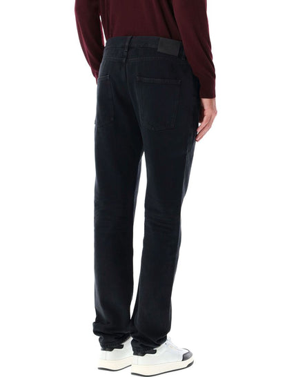 Saint Laurent Low-Rise Slim Jeans Schwarz