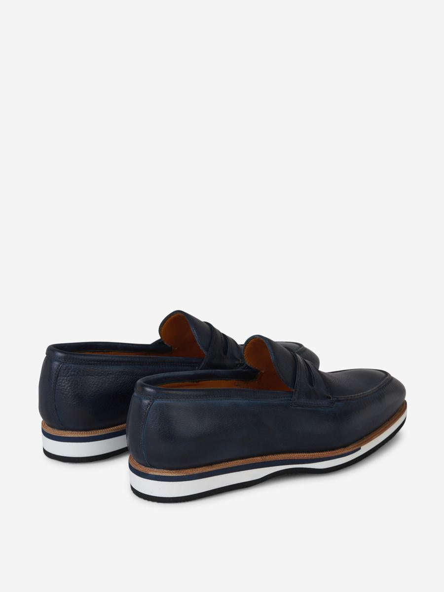 Bontoni – Loafer aus Leder mit Kontrastsohle