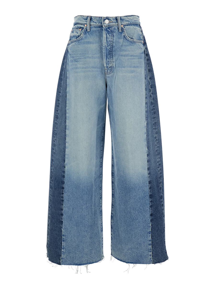 Blaue Five-Pocket-Jeans mit Patchwork-Design aus Denim für Damen