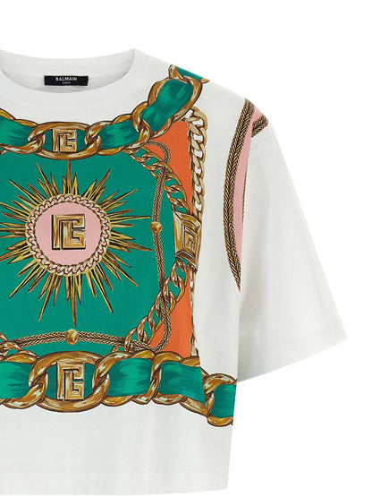 Balmain – T-Shirt mit „Balmain Foulard“-Print