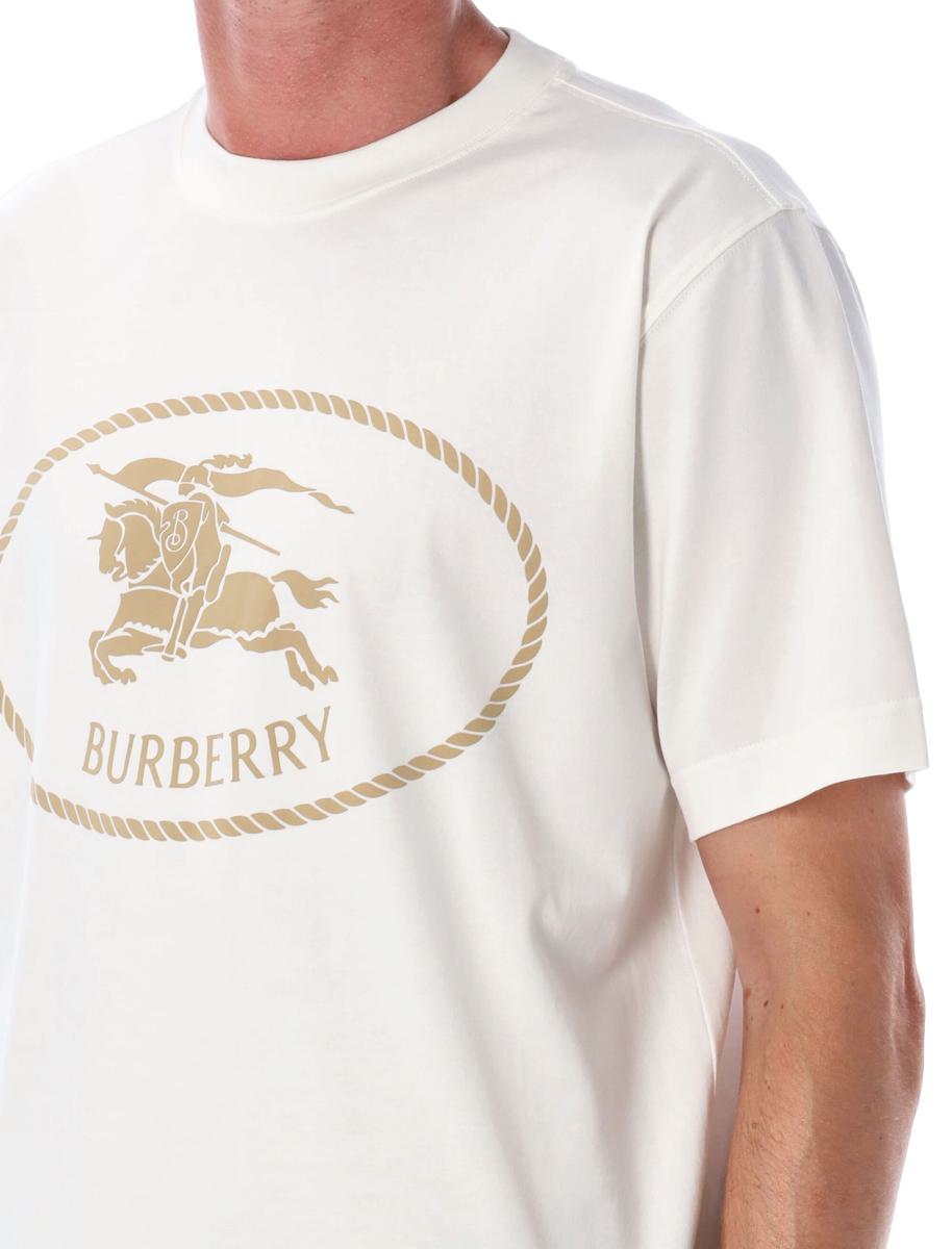 Burberry T-Shirt aus Baumwolle mit Knight-Stempel in Kreideweiß