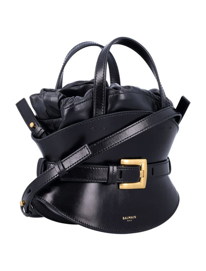 Balmain Shuffle Mini-Ledertasche Schwarz