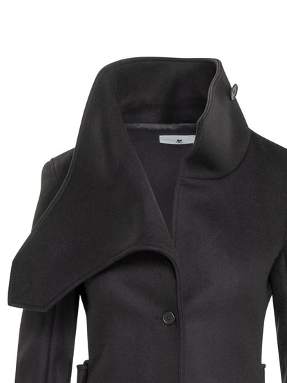 Courrèges Courrèges Wollmantel mit asymmetrischem Kragen