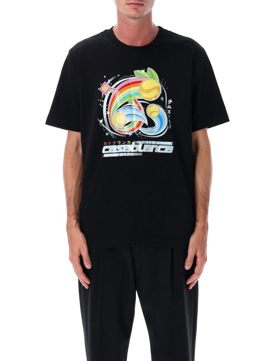 Casablanca Schwarzes Manga-Tennisball-T-Shirt