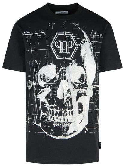 Schwarzes Baumwoll-T-Shirt von Philipp Plein