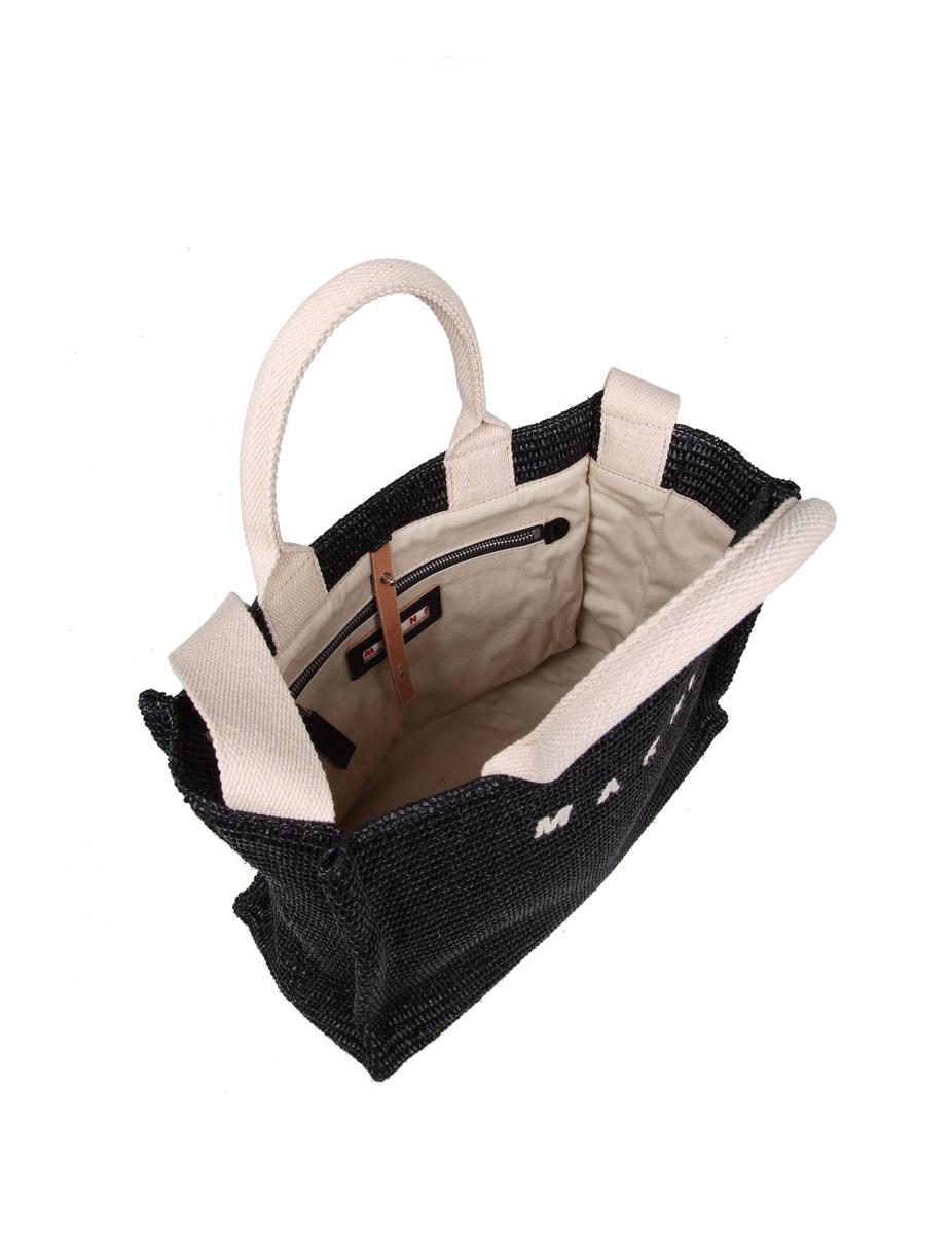 Marni Handtasche aus Stoff mit Raffia-Effekt