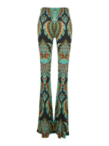 Mehrfarbige Hose mit Allover-Paisley-Print aus Viskosemischung Damen