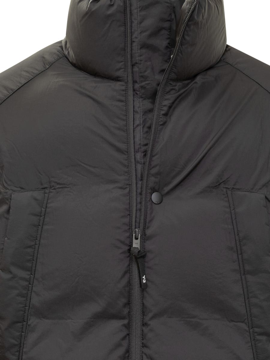 Y-3 Adidas Schwarze übergroße Daunenjacke mit Reißverschluss Y-3
