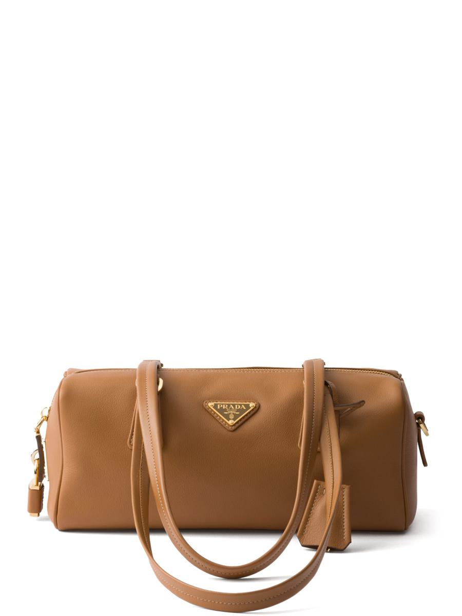 Prada – Mittelgroße Ledertasche mit Henkel und Vorhängeschloss