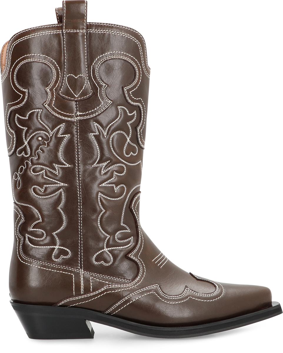 Ganni Lederstiefeletten