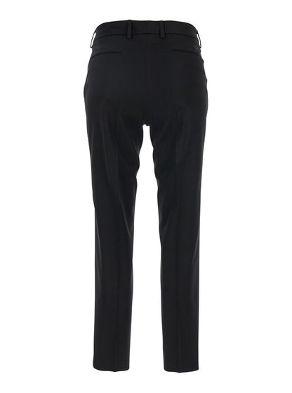 Schwarze Hose „New York“ mit Gürtelschlaufen aus Viskose-Stretch für Damen