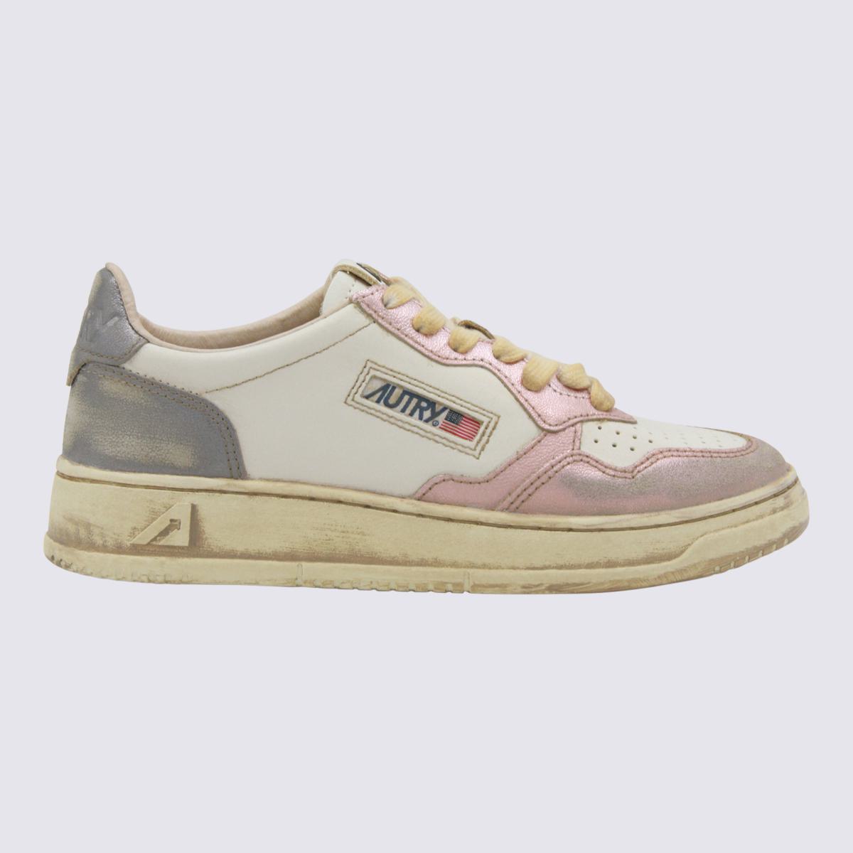 Autry – Weiße und graue Sup Vint Low-Metal-Sneaker